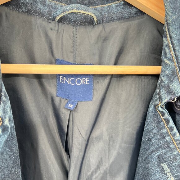 Vintage Encore Denim Belted Trench Jacket - Picture 4 of 5